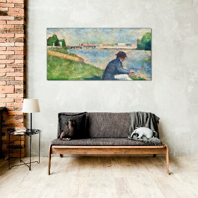 A peaceful landscape by the river Glass Wall Art