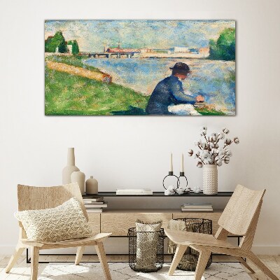 A peaceful landscape by the river Glass Wall Art