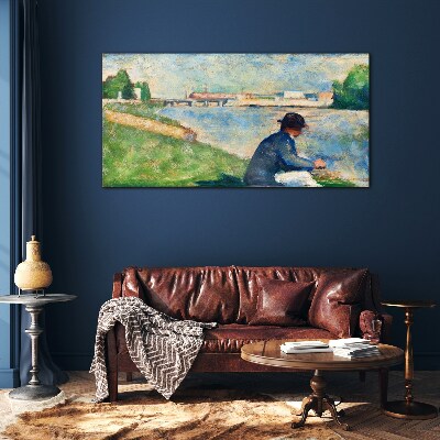 A peaceful landscape by the river Glass Wall Art