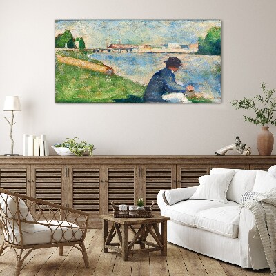A peaceful landscape by the river Glass Wall Art