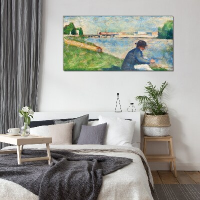 A peaceful landscape by the river Glass Wall Art