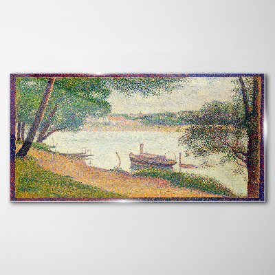 A peaceful landscape by the river Glass Wall Art