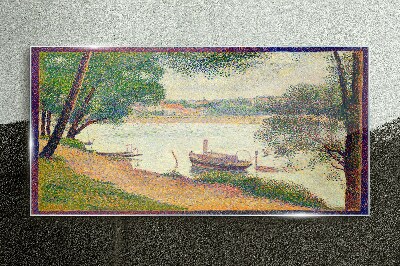 A peaceful landscape by the river Glass Wall Art
