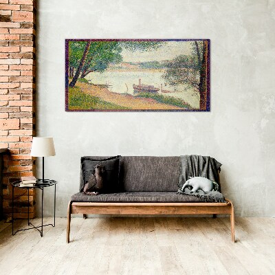 A peaceful landscape by the river Glass Wall Art