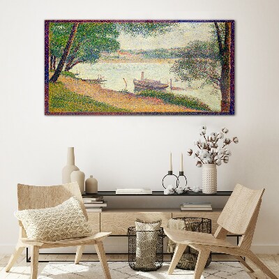 A peaceful landscape by the river Glass Wall Art