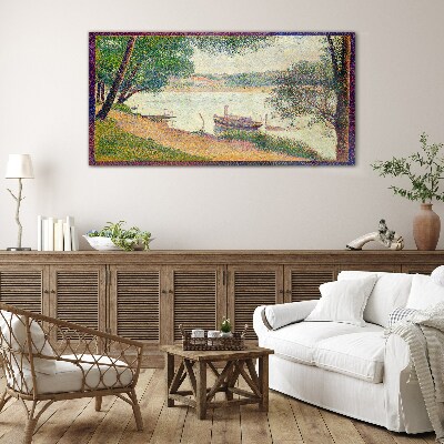 A peaceful landscape by the river Glass Wall Art