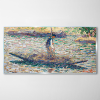 Sailor on the river Glass Wall Art