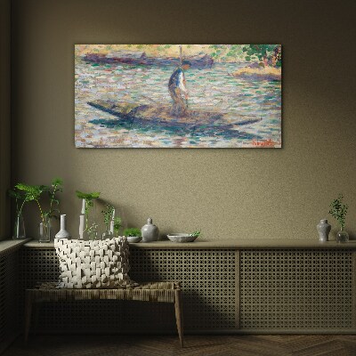 Sailor on the river Glass Wall Art