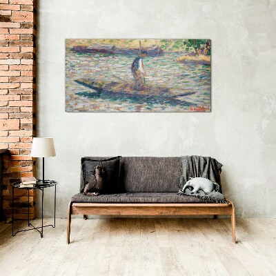 Sailor on the river Glass Wall Art