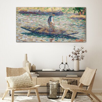 Sailor on the river Glass Wall Art