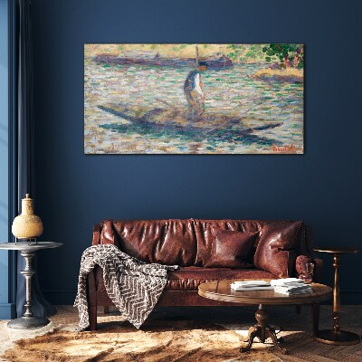 Sailor on the river Glass Wall Art