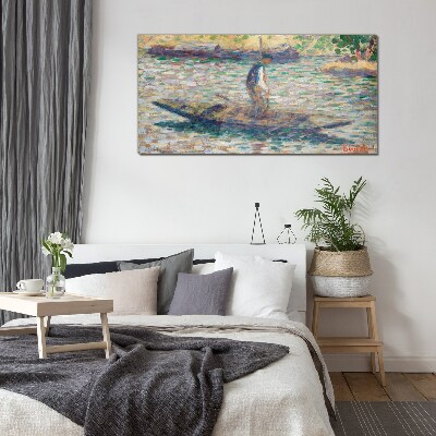 Sailor on the river Glass Wall Art