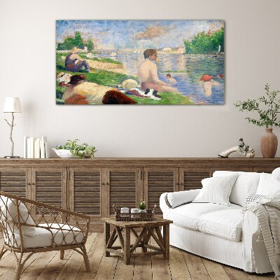 Summer relaxation by the water Glass Wall Art