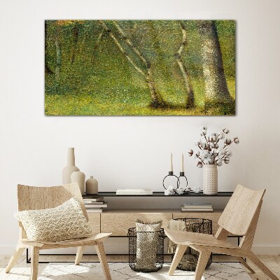 Green forest in the sunlight Glass Wall Art