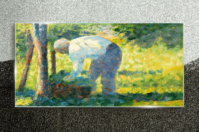 Working in the garden Glass Wall Art