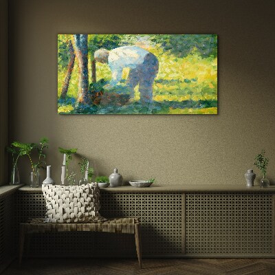 Working in the garden Glass Wall Art