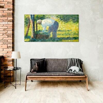 Working in the garden Glass Wall Art