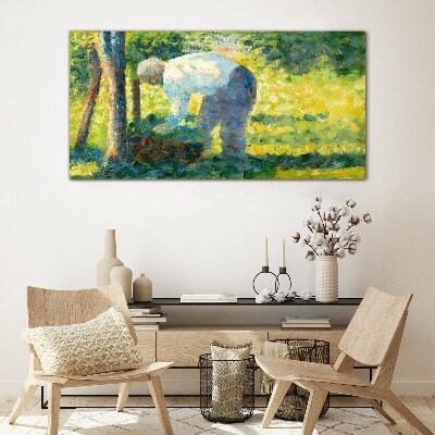 Working in the garden Glass Wall Art