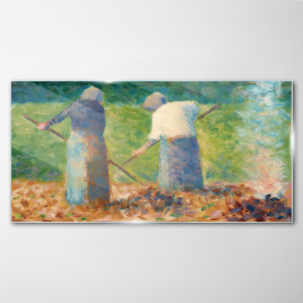 Women working in the garden Glass Wall Art