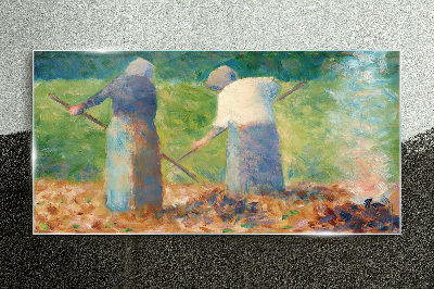 Women working in the garden Glass Wall Art