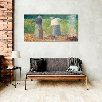 Women working in the garden Glass Wall Art