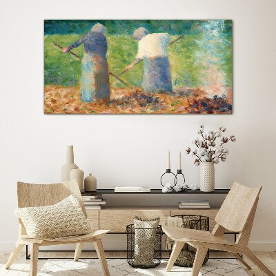 Women working in the garden Glass Wall Art