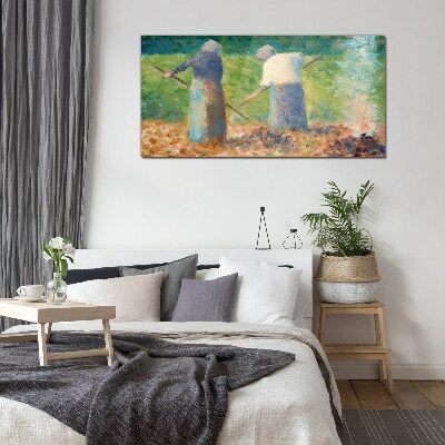 Women working in the garden Glass Wall Art