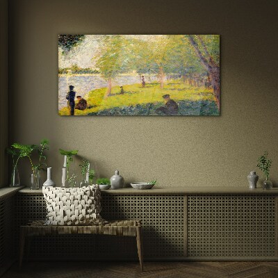A summer day on the river Glass Wall Art