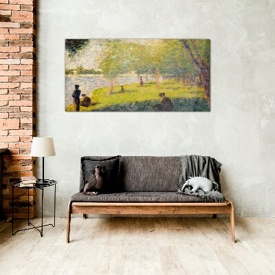 A summer day on the river Glass Wall Art