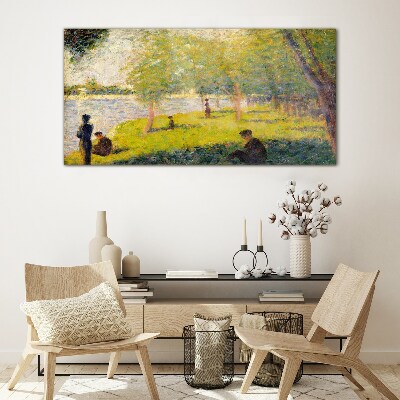A summer day on the river Glass Wall Art