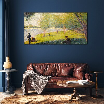 A summer day on the river Glass Wall Art