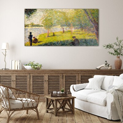 A summer day on the river Glass Wall Art