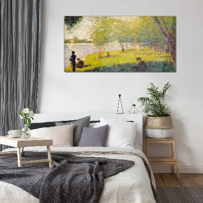A summer day on the river Glass Wall Art