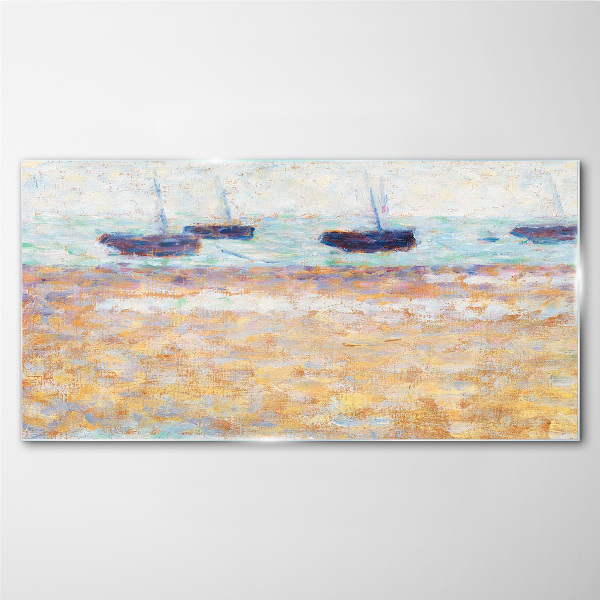 A peaceful port in pastel colors Glass Wall Art