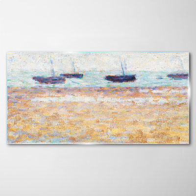 A peaceful port in pastel colors Glass Wall Art
