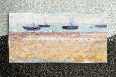 A peaceful port in pastel colors Glass Wall Art