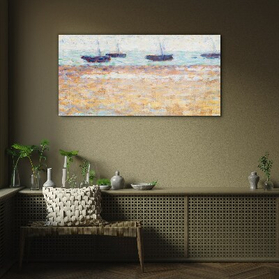 A peaceful port in pastel colors Glass Wall Art