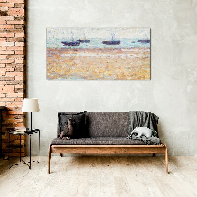 A peaceful port in pastel colors Glass Wall Art