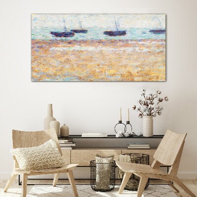A peaceful port in pastel colors Glass Wall Art