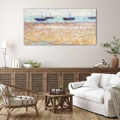 A peaceful port in pastel colors Glass Wall Art