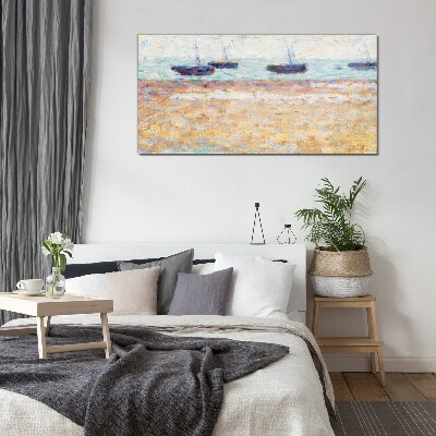A peaceful port in pastel colors Glass Wall Art