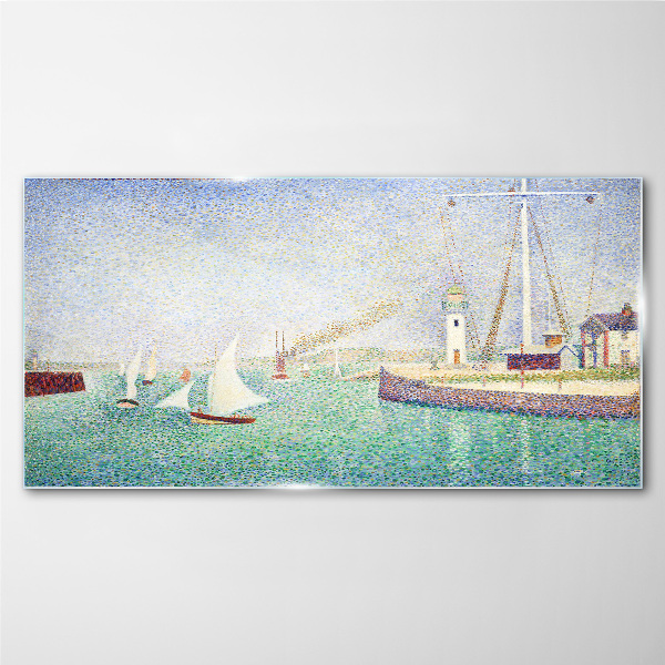Seascape with sailboats Glass Wall Art