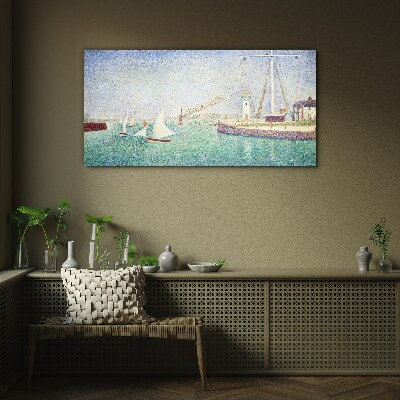 Seascape with sailboats Glass Wall Art