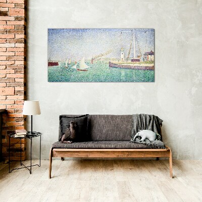 Seascape with sailboats Glass Wall Art