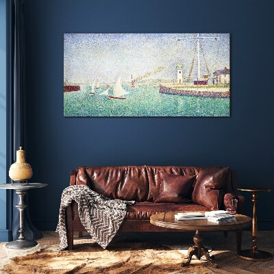 Seascape with sailboats Glass Wall Art