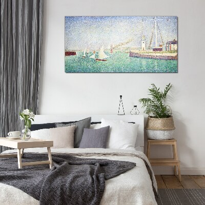 Seascape with sailboats Glass Wall Art