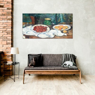 Still life with fruit Glass Wall Art