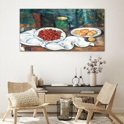 Still life with fruit Glass Wall Art