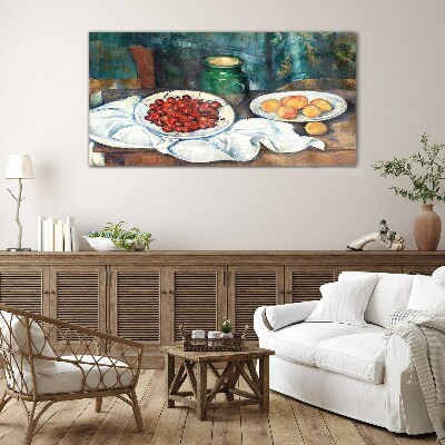 Still life with fruit Glass Wall Art