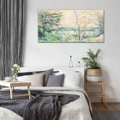 A peaceful landscape with trees Glass Wall Art